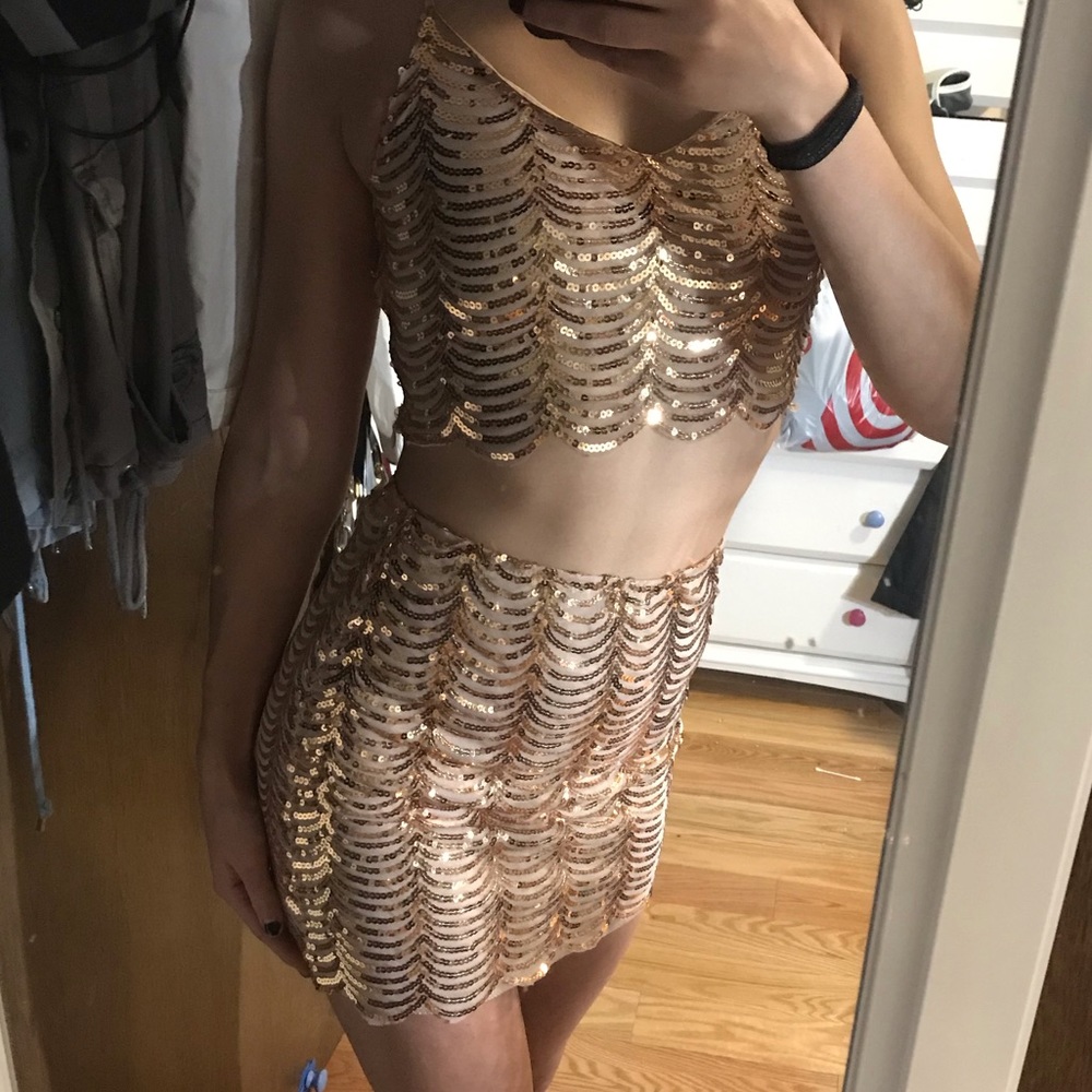 Gold sparkly two piece